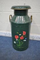 GRUNDY 'TEDDINGTON' LTD, MIDDLESEX, AN ALUMINIUM MILK CHURN, with twin handles, painted green with