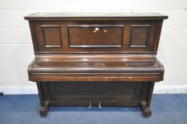 A BLANCHARD MAHOGANY UPRIGHT PIANO, serial number 16261, width 150cm x depth 67cm x height 127cm (