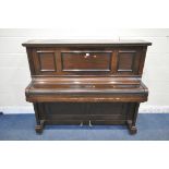 A BLANCHARD MAHOGANY UPRIGHT PIANO, serial number 16261, width 150cm x depth 67cm x height 127cm (