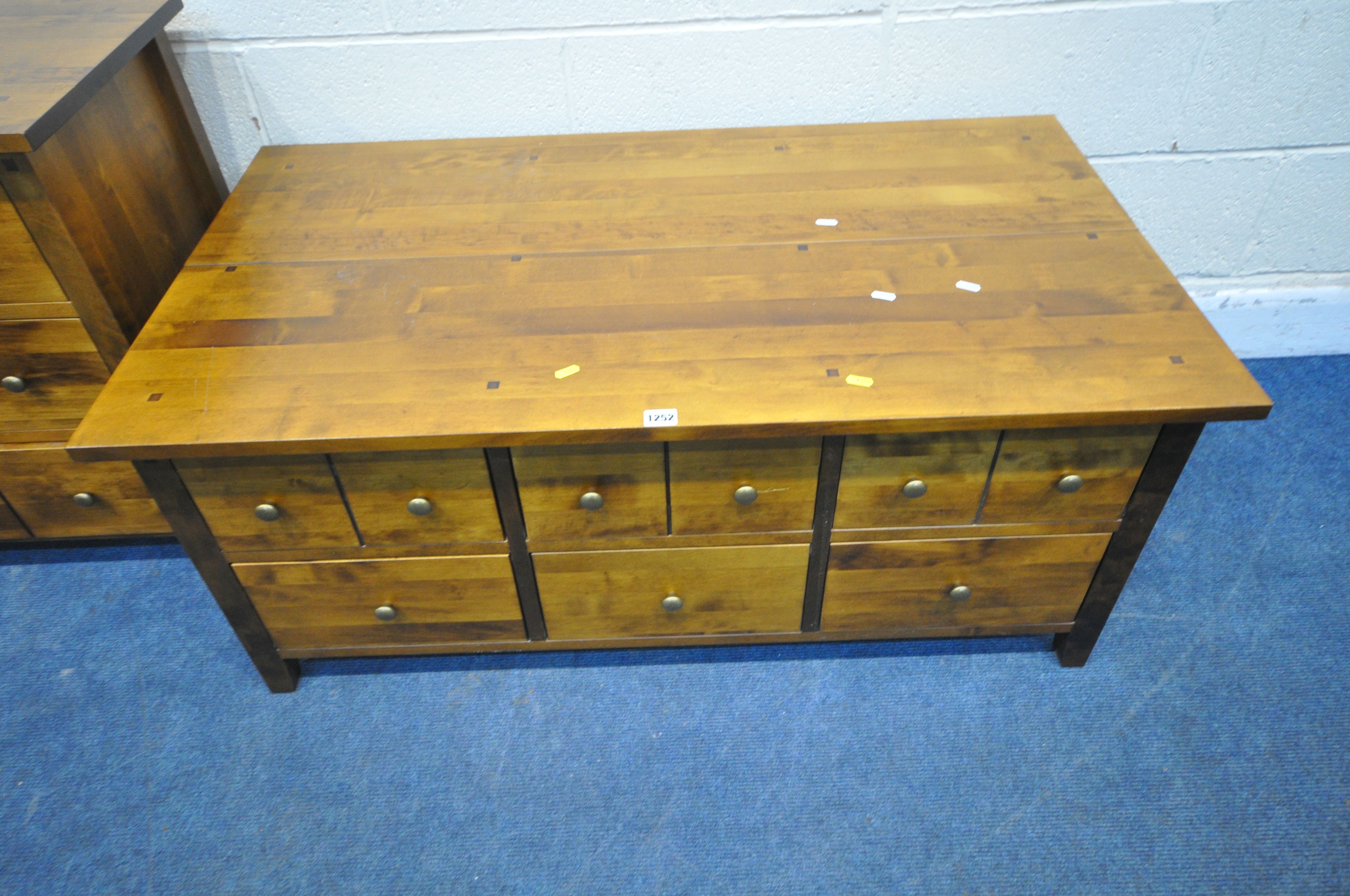 POSSIBLY LAURA ASHLEY, A RECTANGULAR COFFEE TABLE, with a hinged storage compartment and six - Image 2 of 3