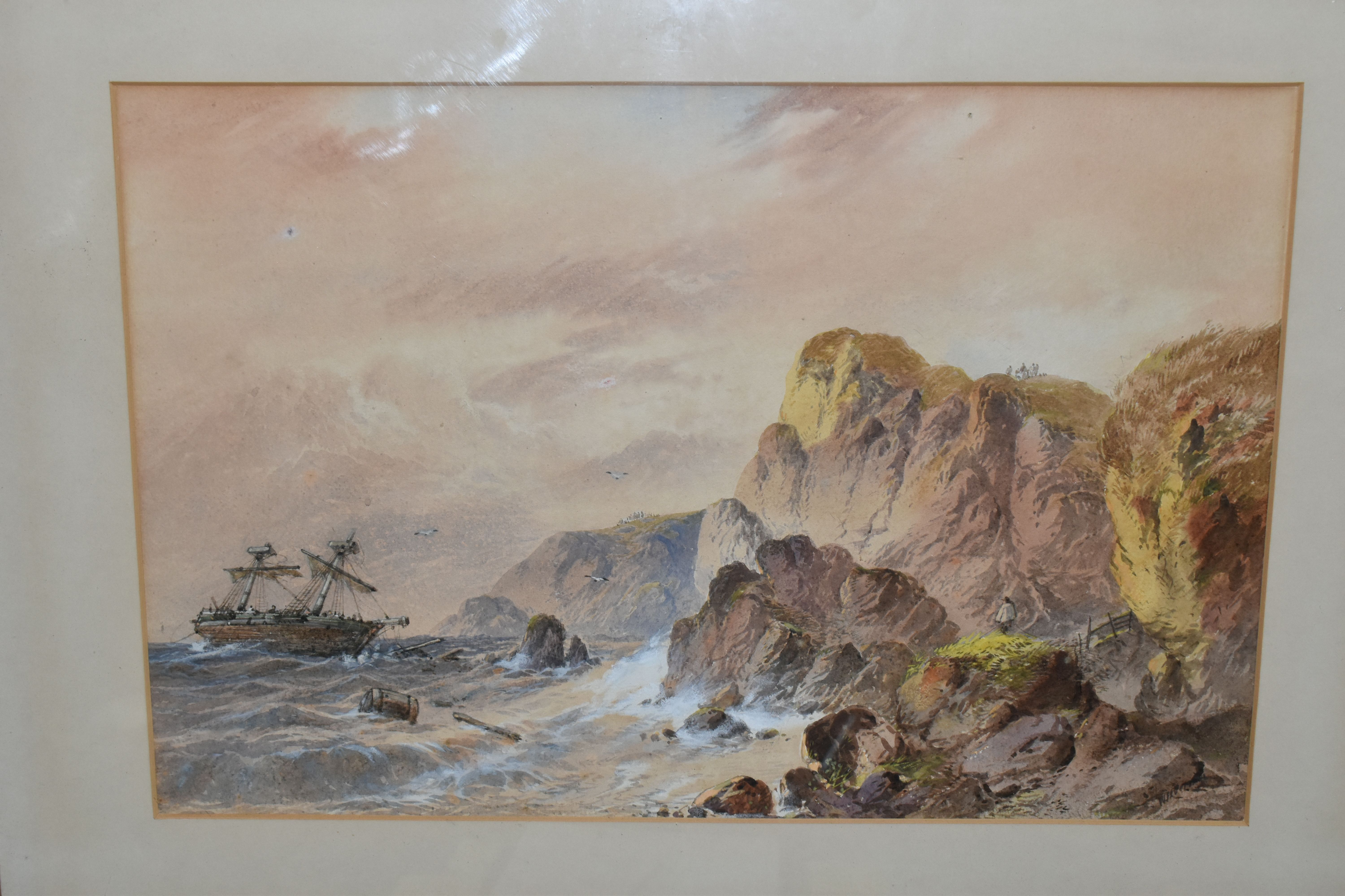 WILLIAM HENRY VERNON (1820-1909) A LATE 19TH CENTURY SHIPWRECK SCENE, a ship is foundering before - Image 2 of 5