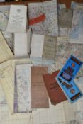 TWENTY-TWO VINTAGE MAPS, some cloth-backed, to include Ordnance Survey, Bartholomew's, R.A.F and