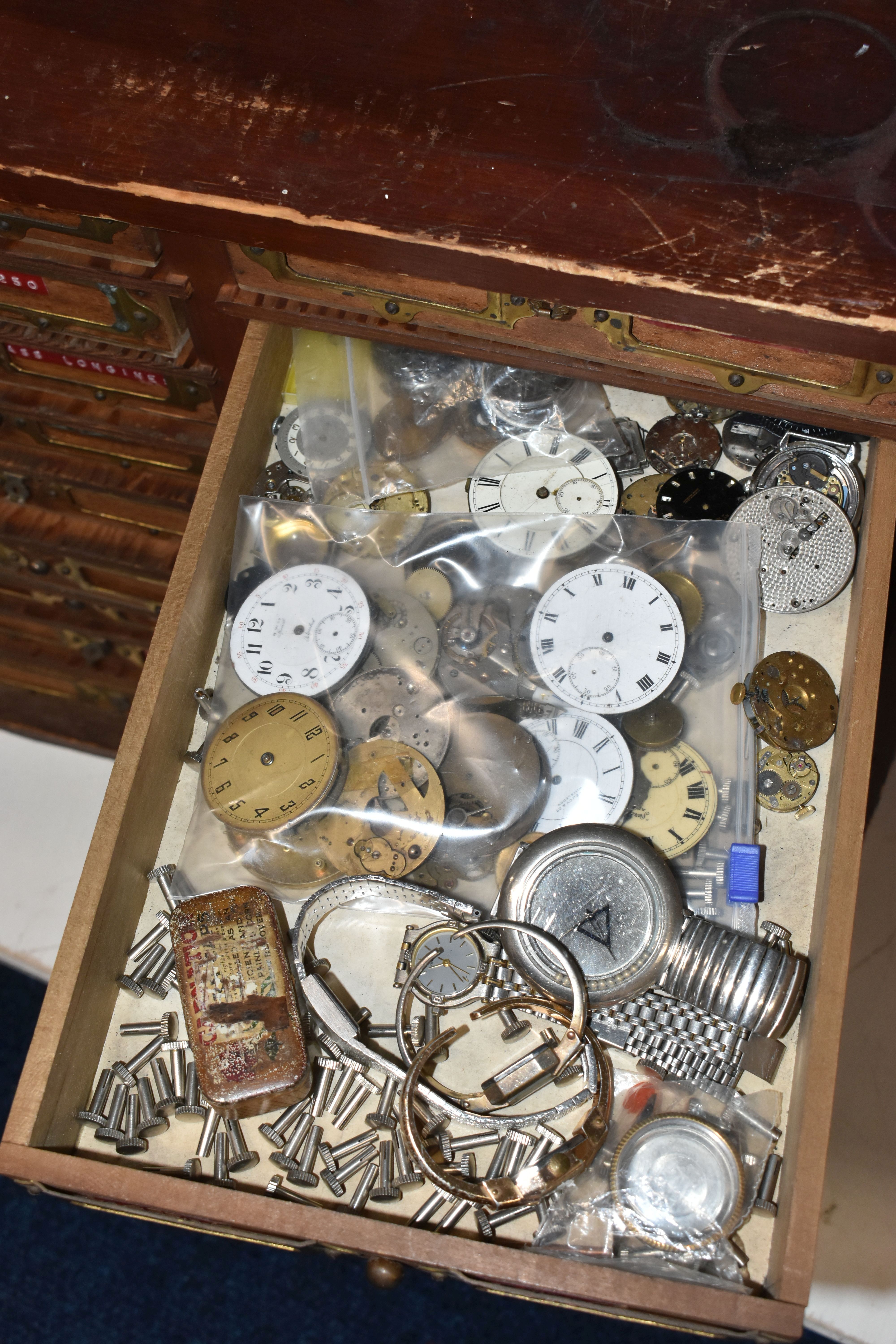 A LARGE WOODEN MULTI STORAGE WATCH MAKERS SET OF DRAWS, measuring approximately height 45cm x - Image 14 of 21
