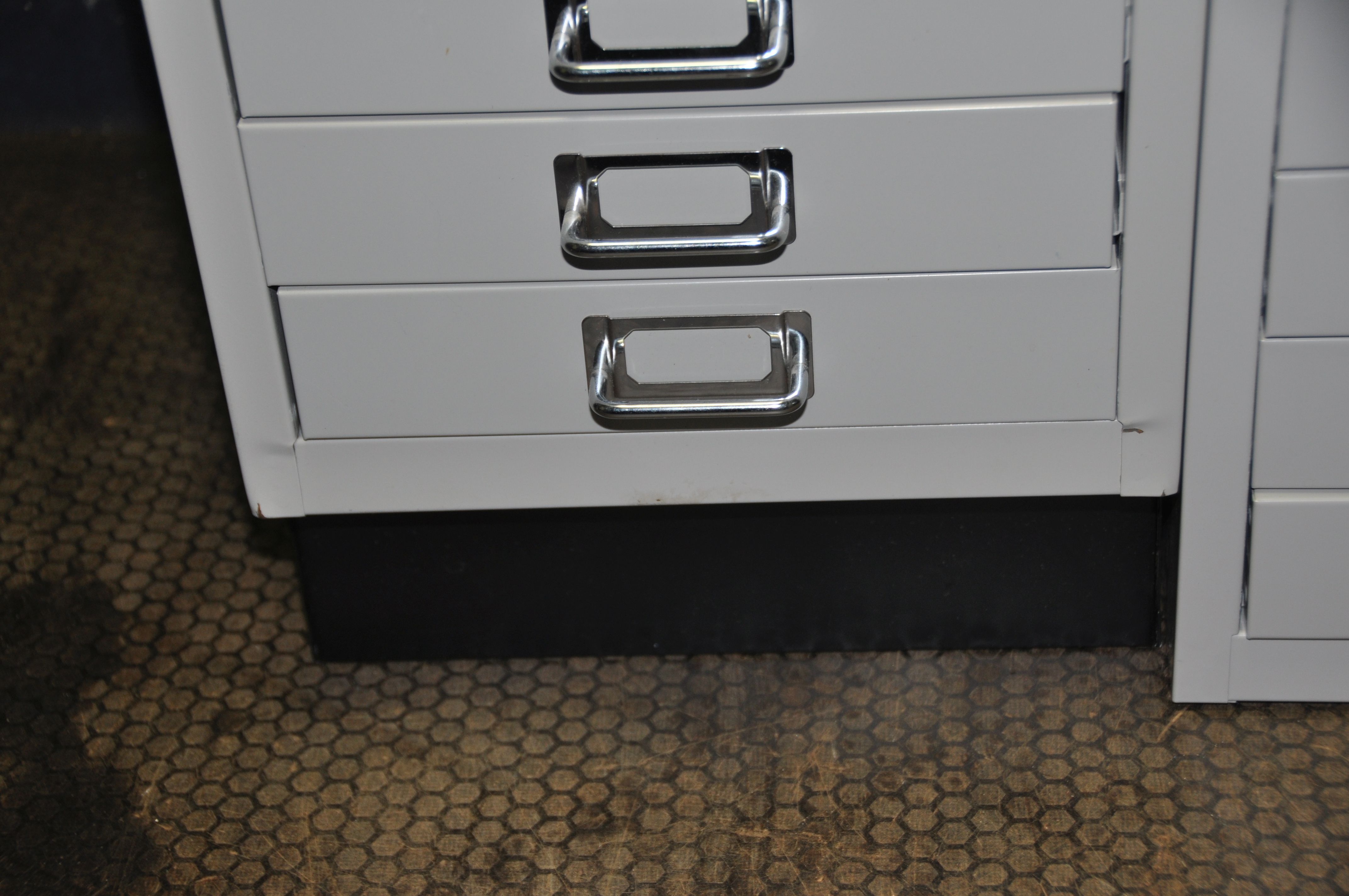 TWO BISLEY OFFICE FILE DRAWERS metal in construction the tall one with fifteen drawers 94cm high, - Image 3 of 3