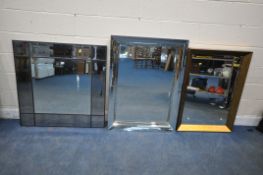 A NEXT SQUARE WALL MIRROR, with nine bevelled panes, 100cm squared, a mirror framed mirror, along