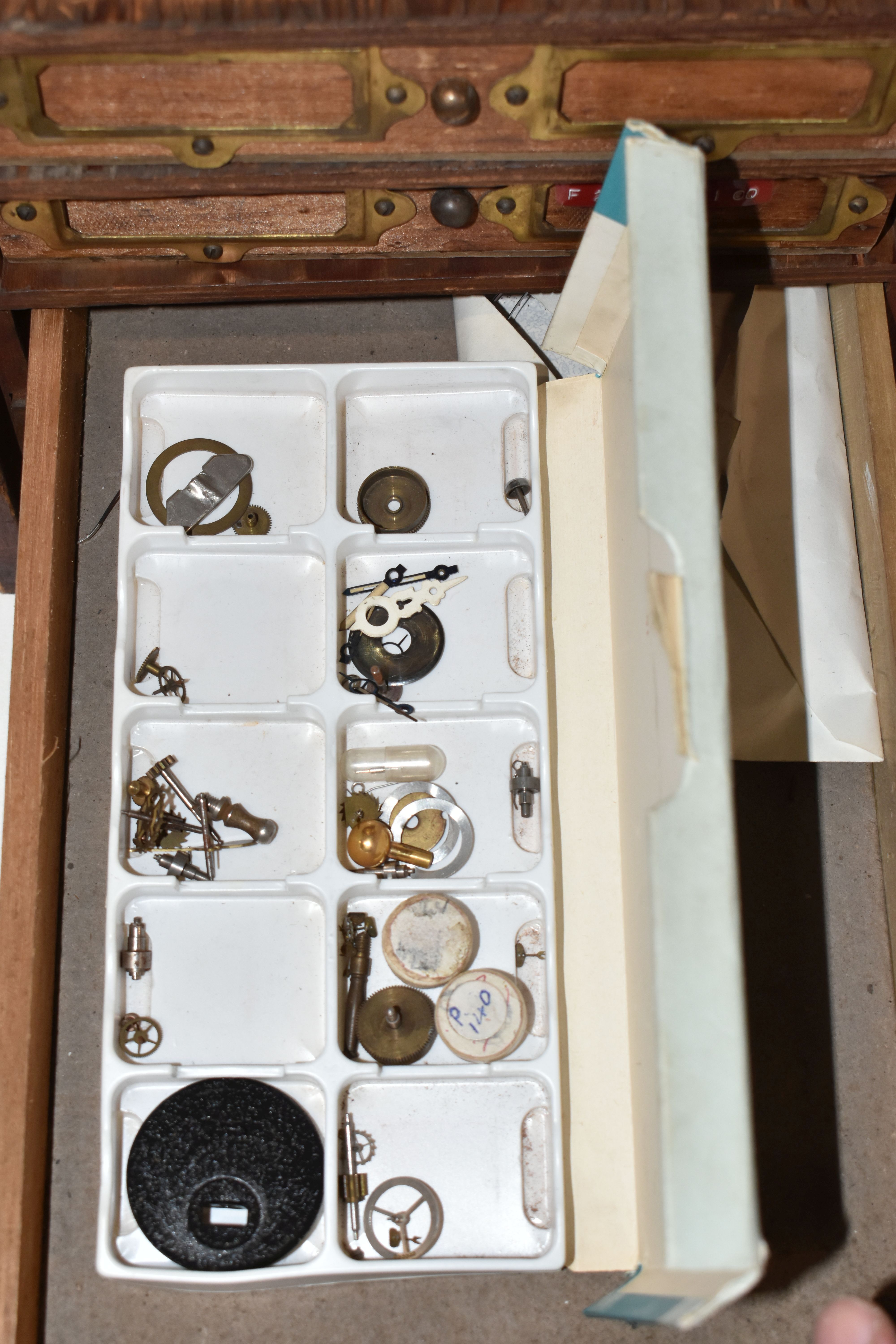 A LARGE WOODEN MULTI STORAGE WATCH MAKERS SET OF DRAWS, measuring approximately height 45cm x - Image 11 of 21