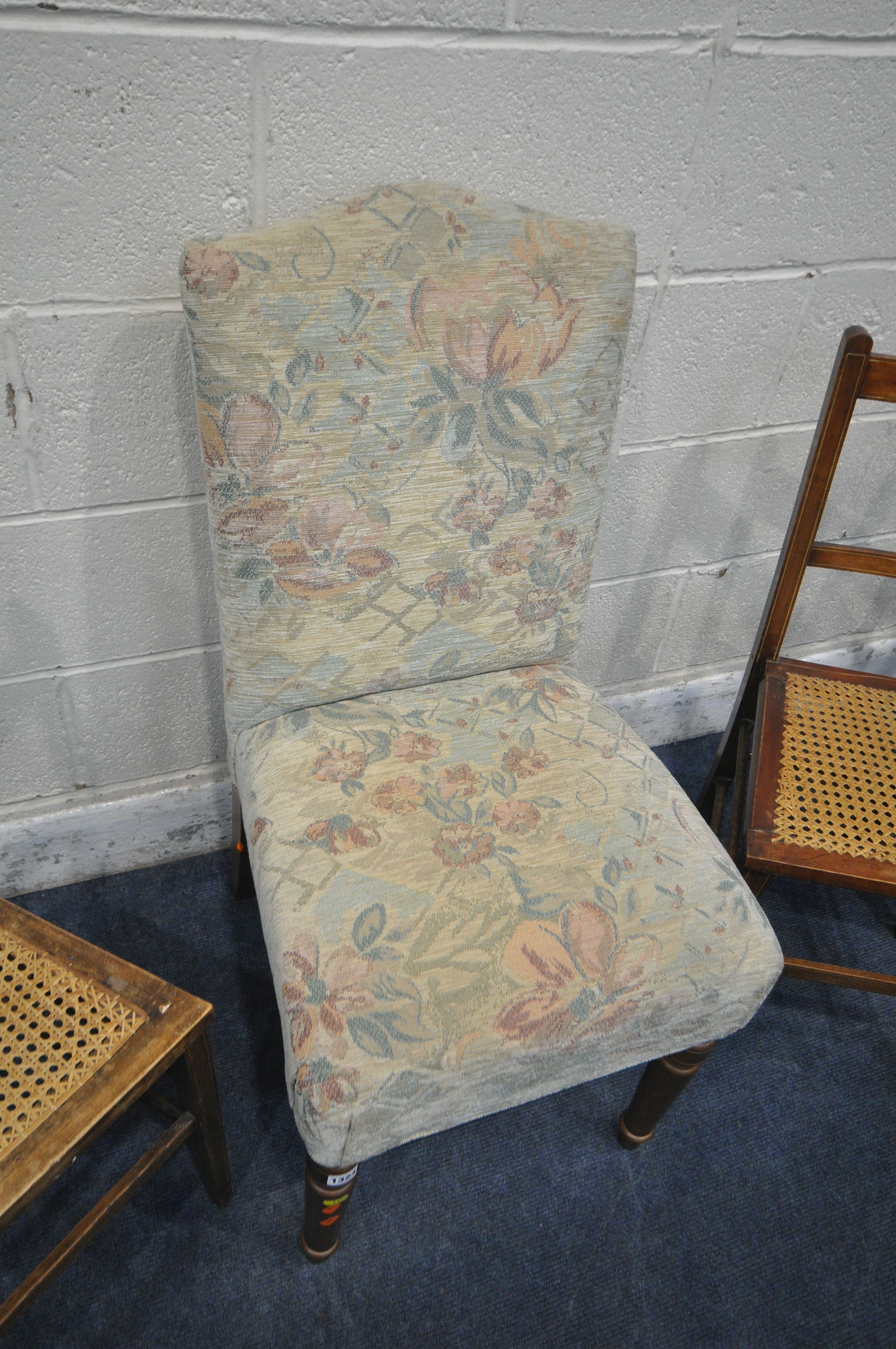 A DUCAL CHAIR, with foliate upholstery, along with a set of four cane seated chairs (condition - Image 2 of 3