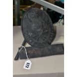 A CAST IRON FIREMARK, plaque image of a Phoenix with the word Protection underneath, some damage