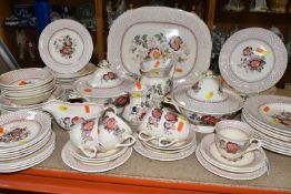 A MASON'S 'PAYNSLEY' PATTERN DINNER SET, comprising nine soup dishes, two covered tureens, gravy
