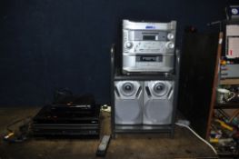 A COLLECTION OF HOUSEHOLD ELECTRICALS including a Sony DVP-SR760H with remote, a Panasonic DVD-