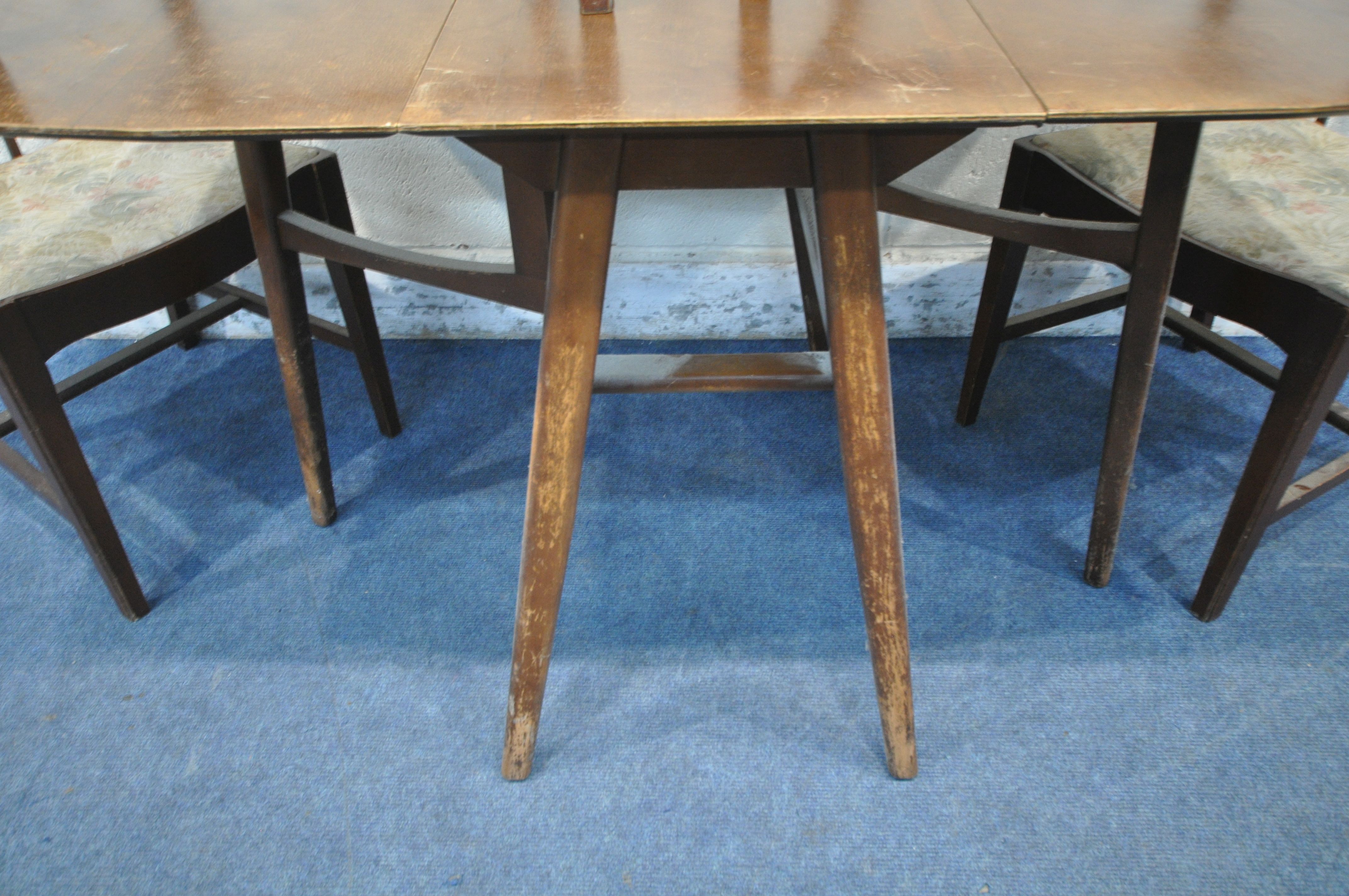 A MID CENTURY TEAK DROP LEAF TABLE, open width 136cm x closed width 43cm x depth 83cm x height 77cm, - Image 3 of 5