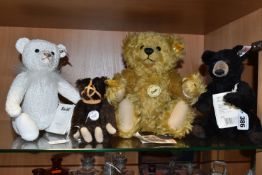 FOUR STEIFF TEDDY BEARS, comprising Winnipeg Grizzly no 036637, jointed with black 'fur' and brown