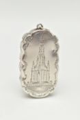 A LATE VICTORIAN SILVER VINAGRETTE, wavy rectangular form, floral pattern with vacant cartouche to