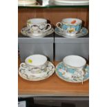 TWO BOXED SETS OF TWO ROYAL WORCESTER TEA CUPS AND SAUCERS, two pairs of duo cup-and-saucer sets