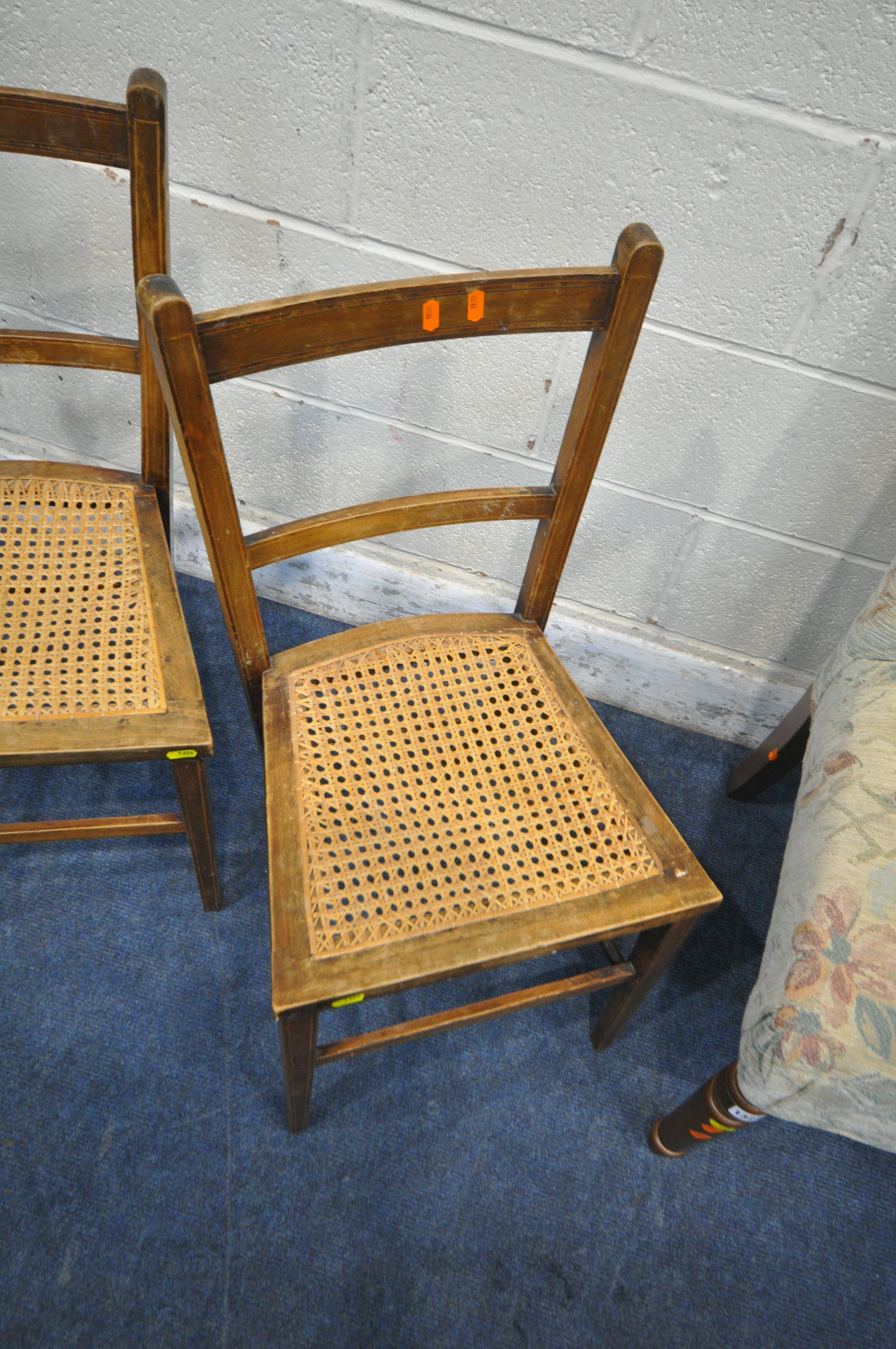 A DUCAL CHAIR, with foliate upholstery, along with a set of four cane seated chairs (condition - Image 3 of 3