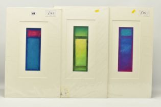 IAN SCOTT MASSIE (BRITISH 1952) THREE ABSTRACT STUDIES, signed bottom right, watercolour / gouache