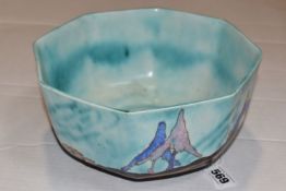 A CLARICE CLIFF INSPIRATION - CAPRICE BOWL, the octagonal bowl decorated with a stylised landscape