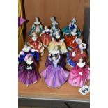 A GROUP OF THIRTEEN ROYAL DOULTON MINIATURE FIGURINES, comprising Hannah HN3870, Autumn Breezes