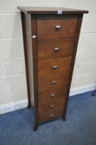 A JULIAN BOWEN TALL CHEST OF SEVEN DRAWERS, width 47cm x depth 43cm x height 136cm (condition