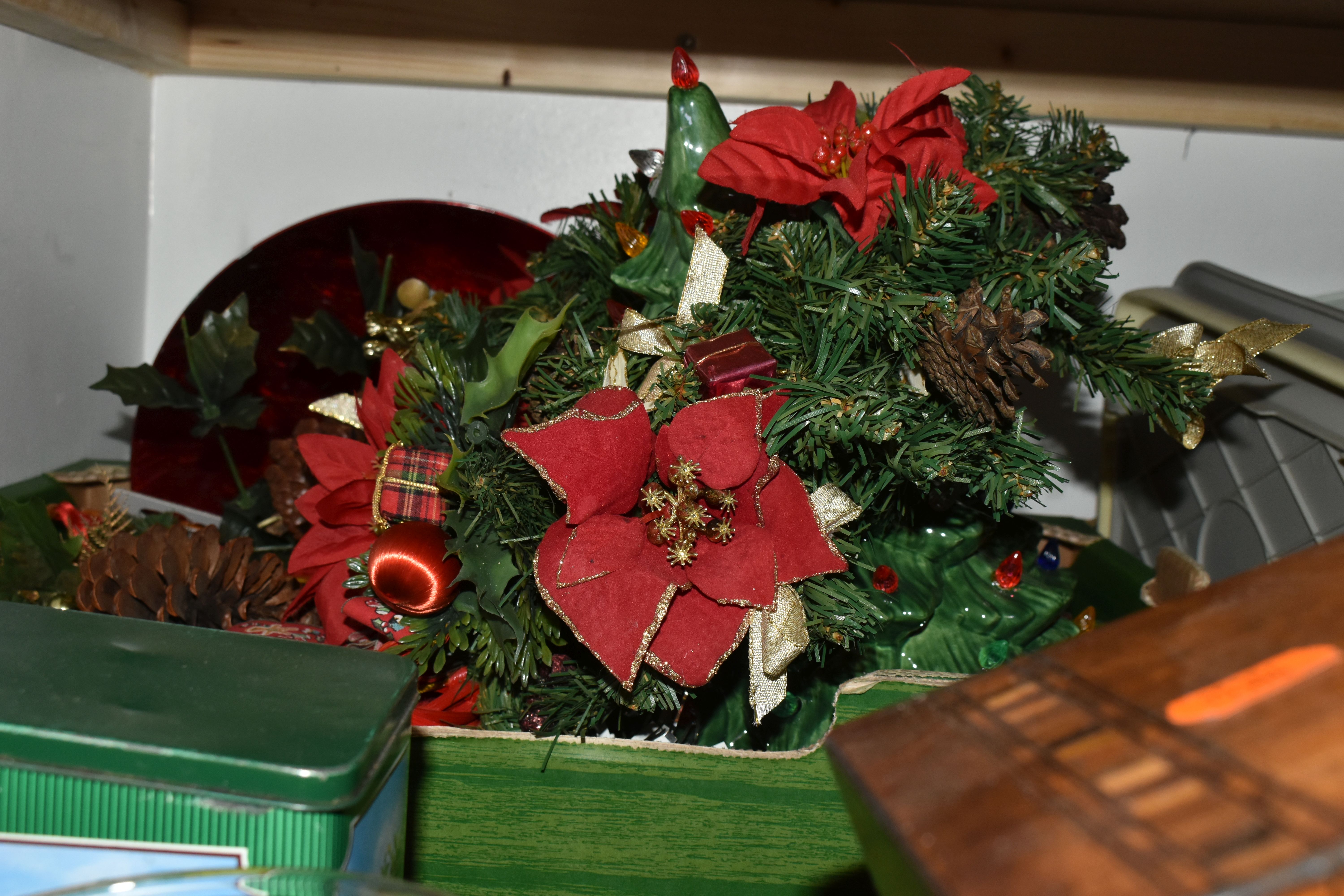 SEVEN BOXES OF KITCHENWARE AND SUNDRIES, to include oven dishes, framed prints, Christmas - Image 8 of 8