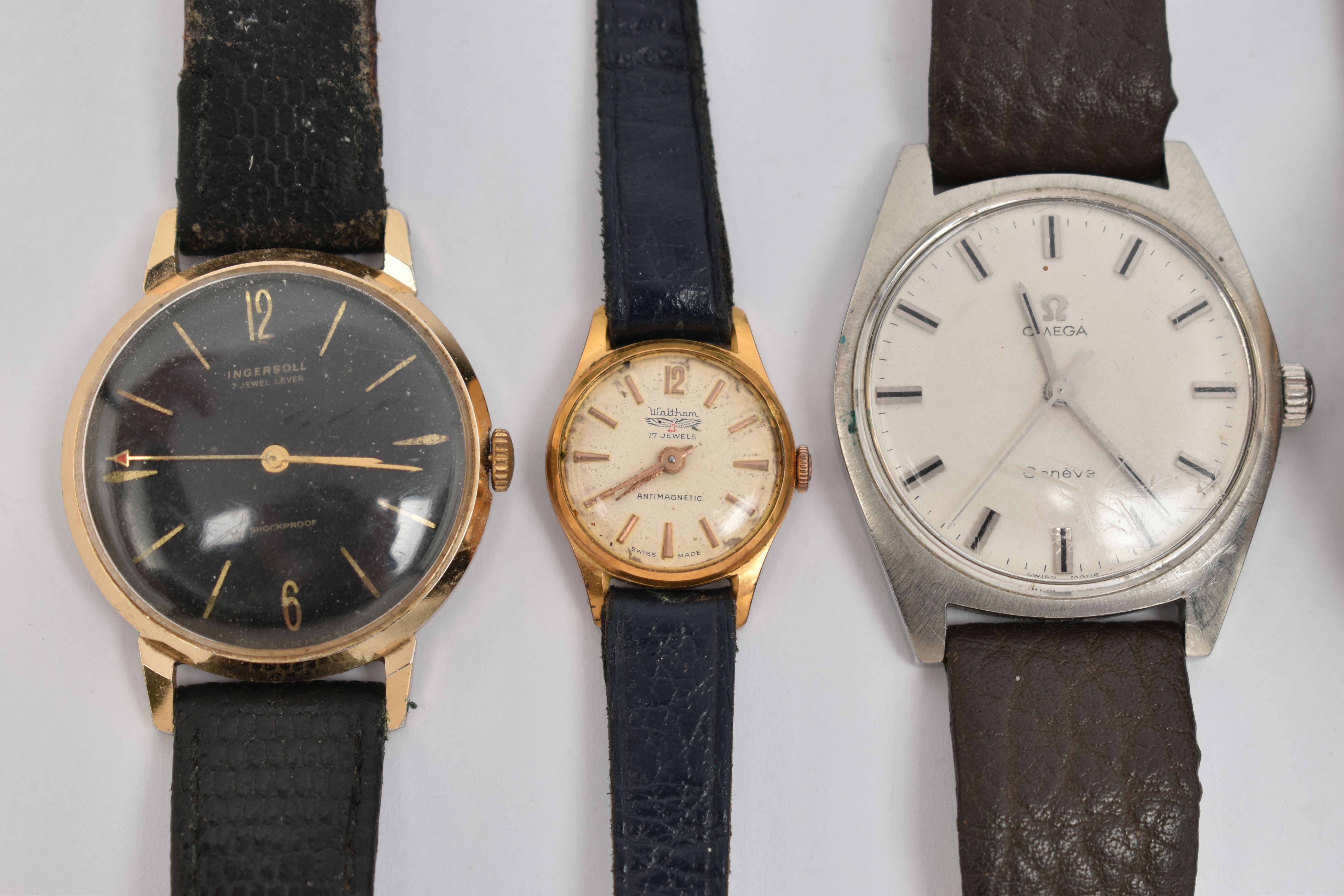 AN ASSORTMENT OF WRISTWATCHES, to include a hand wound 'Omega' Geneve, round dial, baton markers, - Image 3 of 4