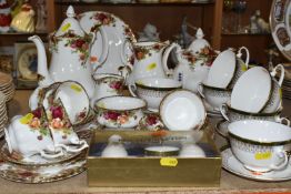 A GROUP OF ROYAL ALBERT 'OLD COUNTRY ROSES' PATTERN TEAWARE, comprising teapot, coffee pot, water