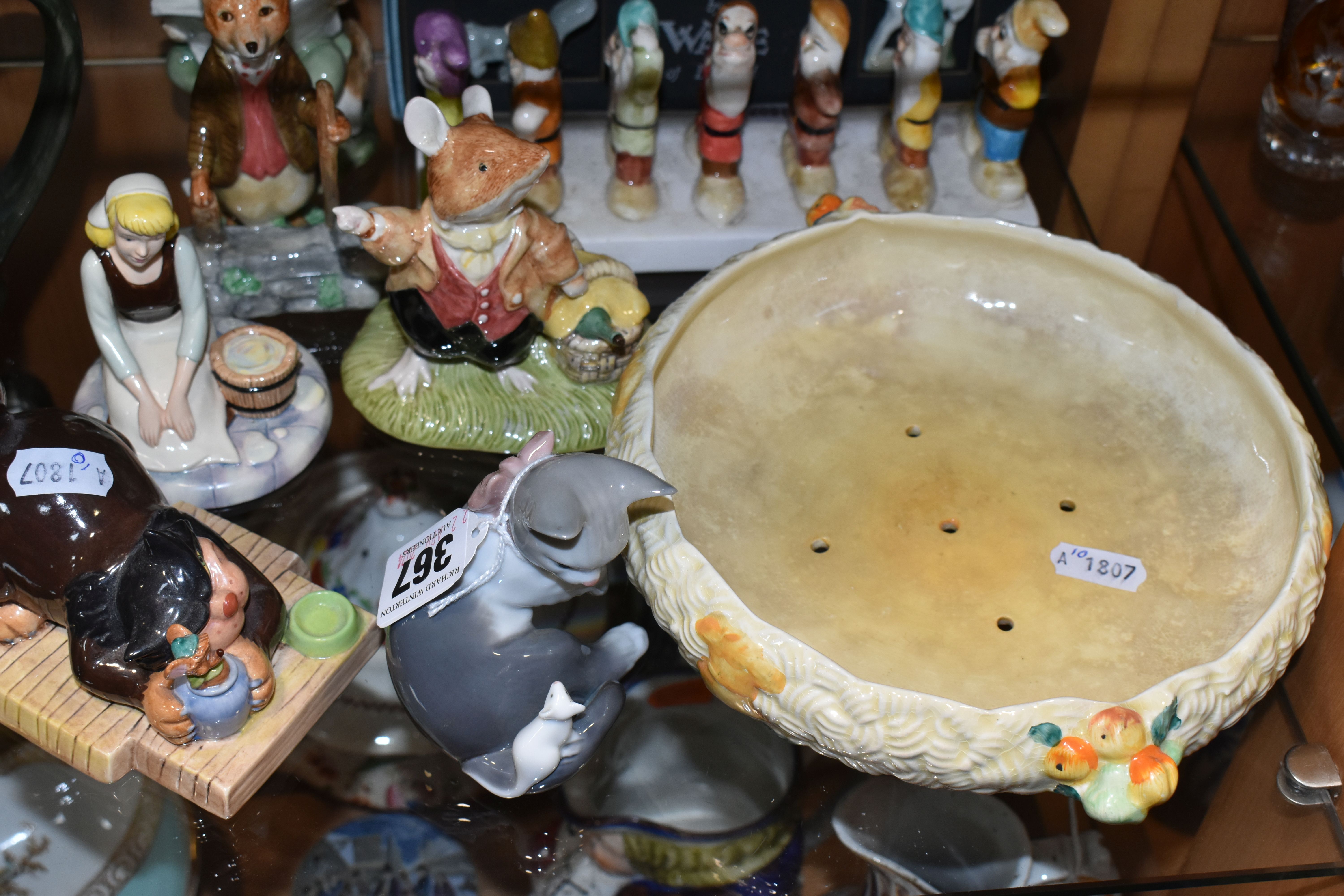 A GROUP OF CERAMIC FIGURES, ETC, comprising a Clarice Cliff for Newport Pottery 'Celtic Harvest' - Image 8 of 9