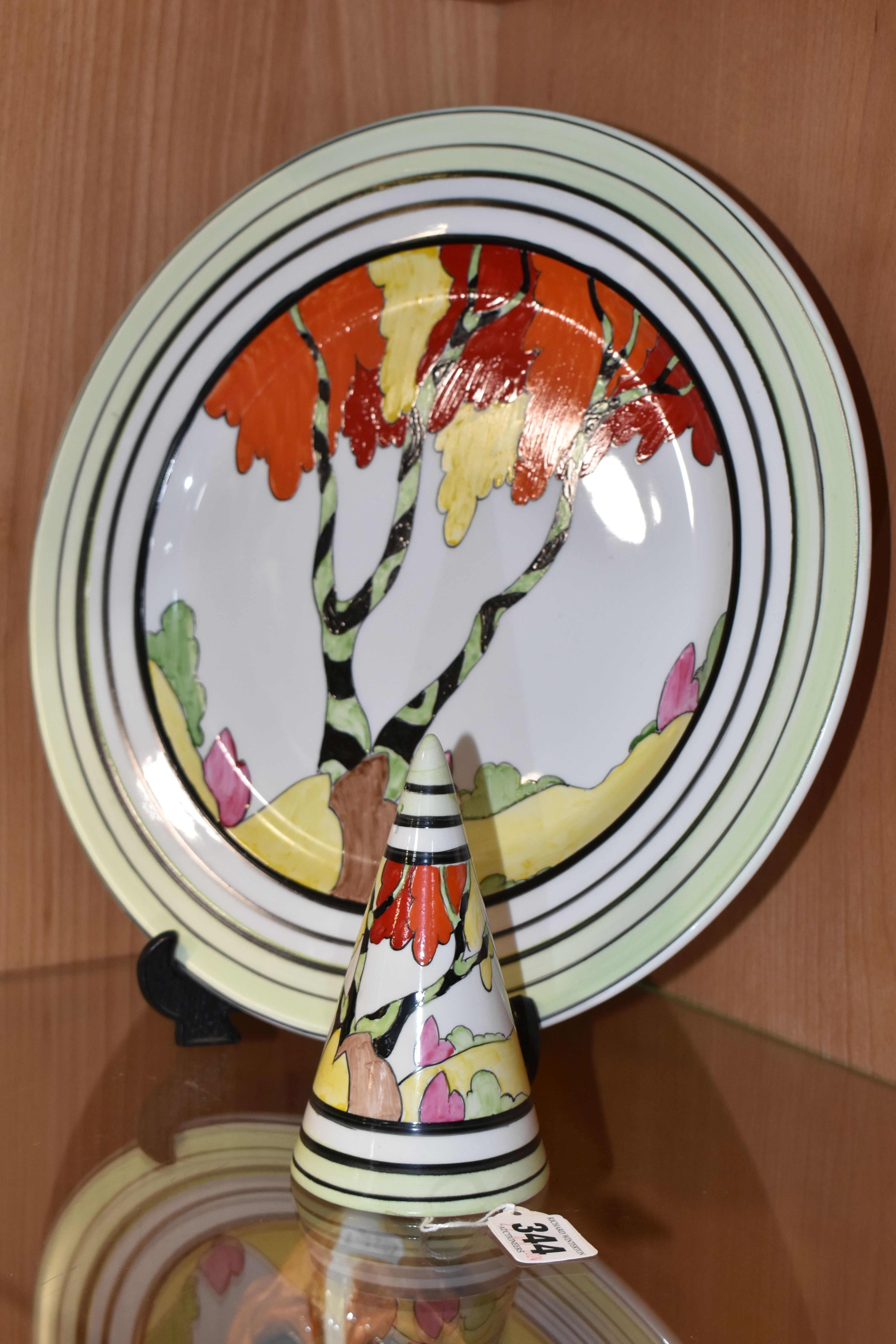 A BIZARRE CRAFT 'HONOLULU' CHARGER AND SUGAR SIFTER BY RENE DALE, each painted with a stylised tree, - Image 2 of 6