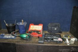 A CASED BOSCH UBH2/20SE SDS DRILL, a PB detail sander, a Coopers handheld vacuum (all PAT pass and