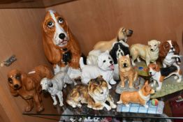 A COLLECTION OF CERAMIC DOG FIGURES, twelve pieces to include a Royal Doulton English Setter RDA105,