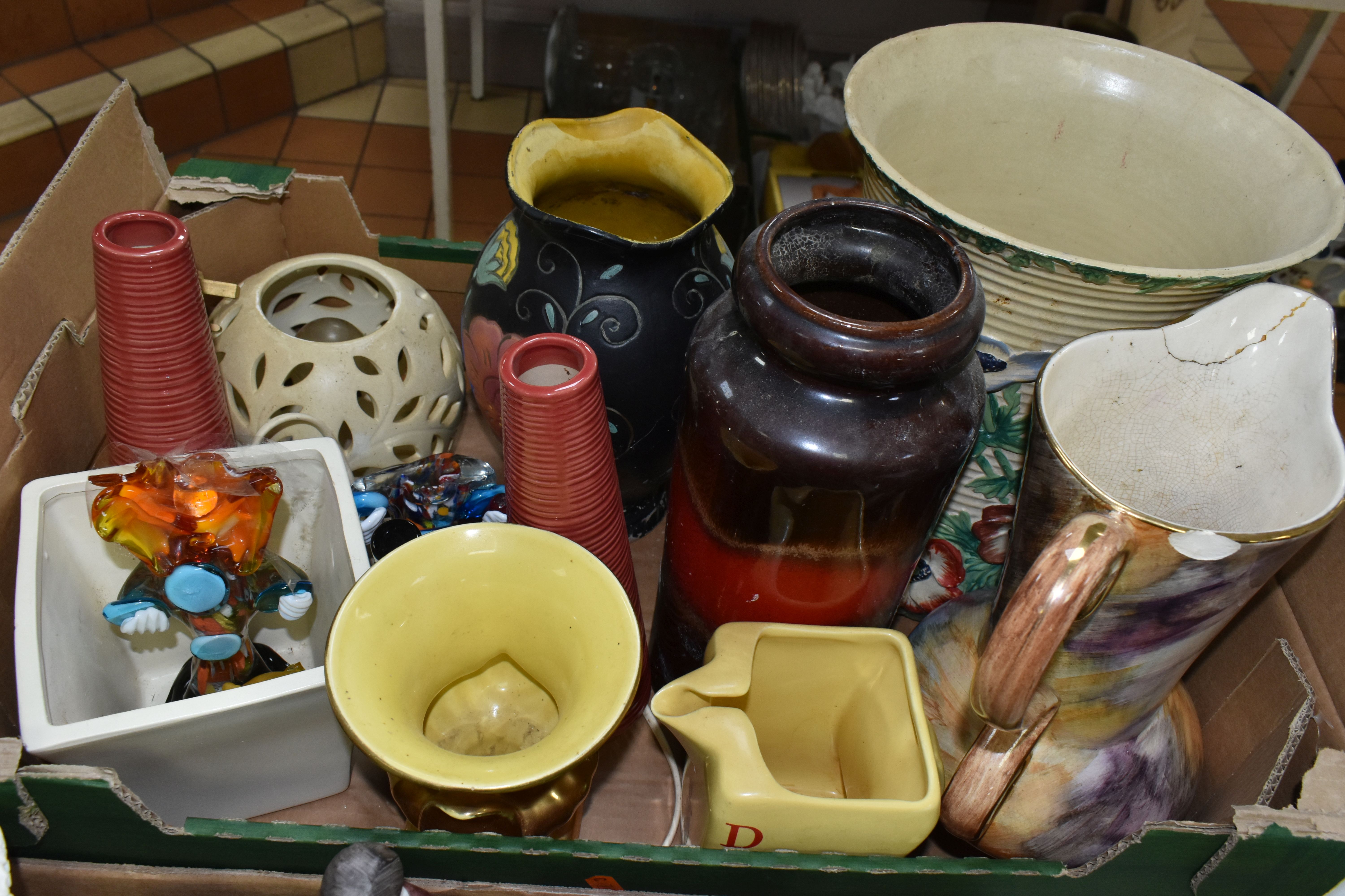 FIVE BOXES OF CERAMICS, METALWARE AND SUNDRY ITEMS, to include a West German 517-30 vase, Sylvac - Image 6 of 6