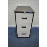 A ROYALE THREE DRAWER FILING CABINET, width 46cm x depth 63cm x height 102cm (condition report: