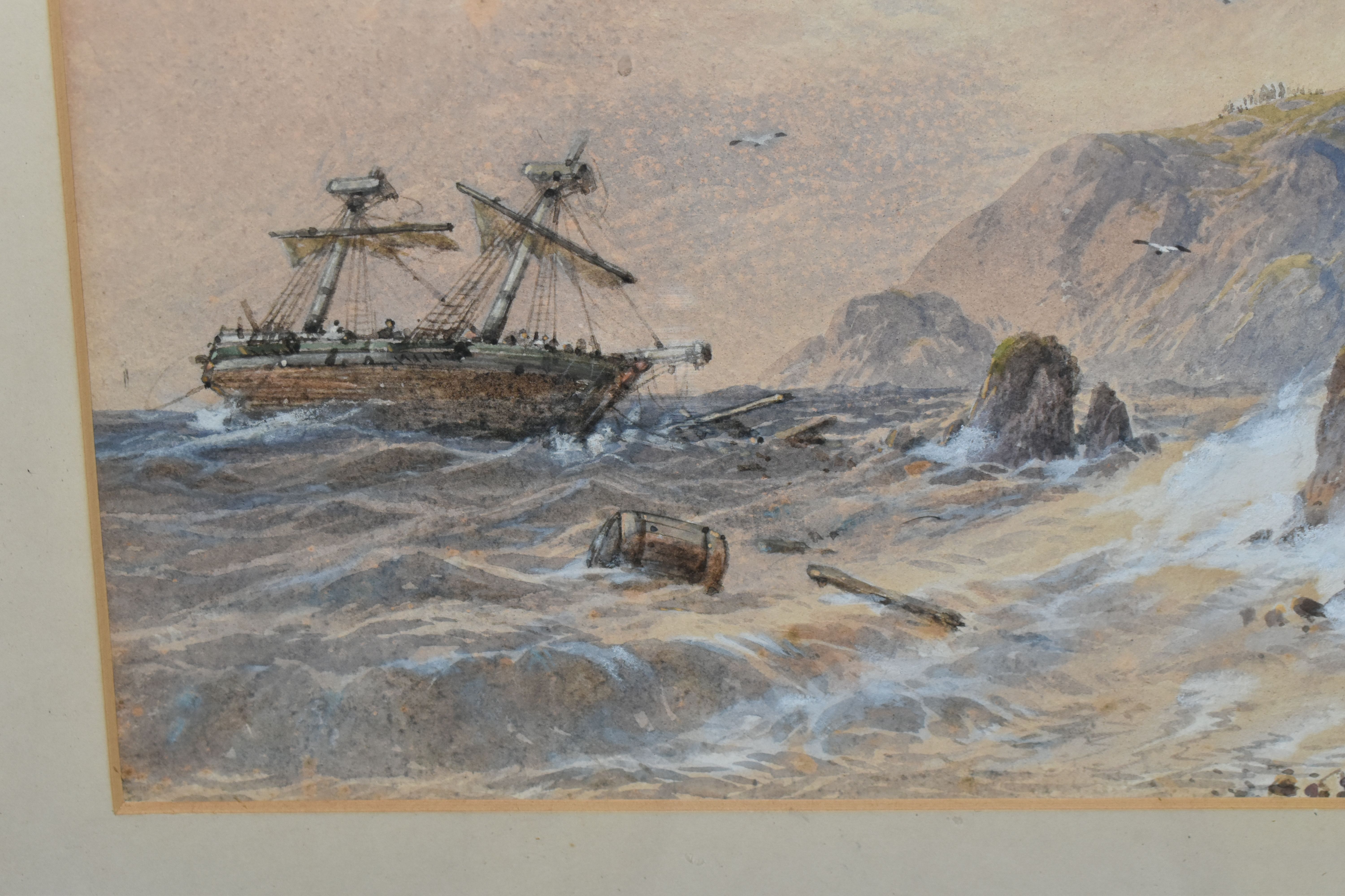 WILLIAM HENRY VERNON (1820-1909) A LATE 19TH CENTURY SHIPWRECK SCENE, a ship is foundering before - Image 3 of 5