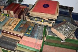 FOUR BOXES OF ANTIQUARIAN BOOKS & RECORDS containing approximately seventy miscellaneous titles in