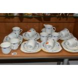 A THIRTY SEVEN PIECE SHELLEY TEA SET, in pattern 11799, comprising a sugar bowl, a cream jug, twelve