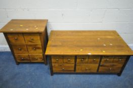 POSSIBLY LAURA ASHLEY, A RECTANGULAR COFFEE TABLE, with a hinged storage compartment and six