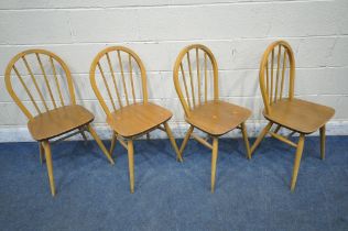 A SET OF FOUR ERCOL ELM AND BEECH WINDSOR KITCHEN CHAIRS (condition report: frames strong, surface