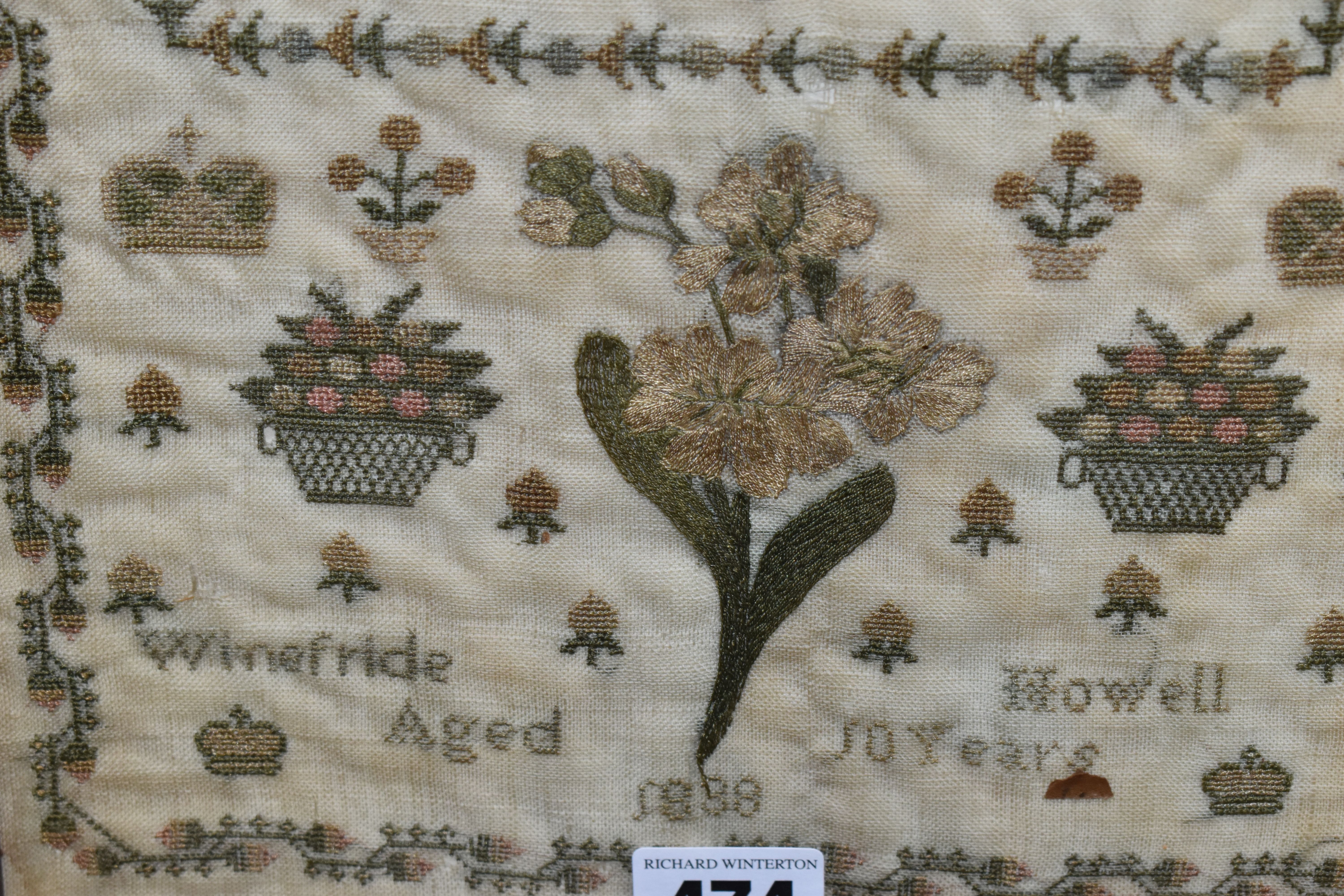 A QUANTITY OF PICTURES AND PRINTS ETC, to include a needlework sampler by Winefride Howell aged - Image 4 of 11