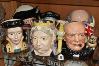 SIX LARGE ROYAL DOULTON CHARACTER JUGS, comprising Queen Victoria D6816, Winston Churchill D6907