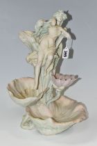A ROYAL DUX WATER LILIES CENTREPIECE, model 505 a female and water lily design, height 38cm (1) (