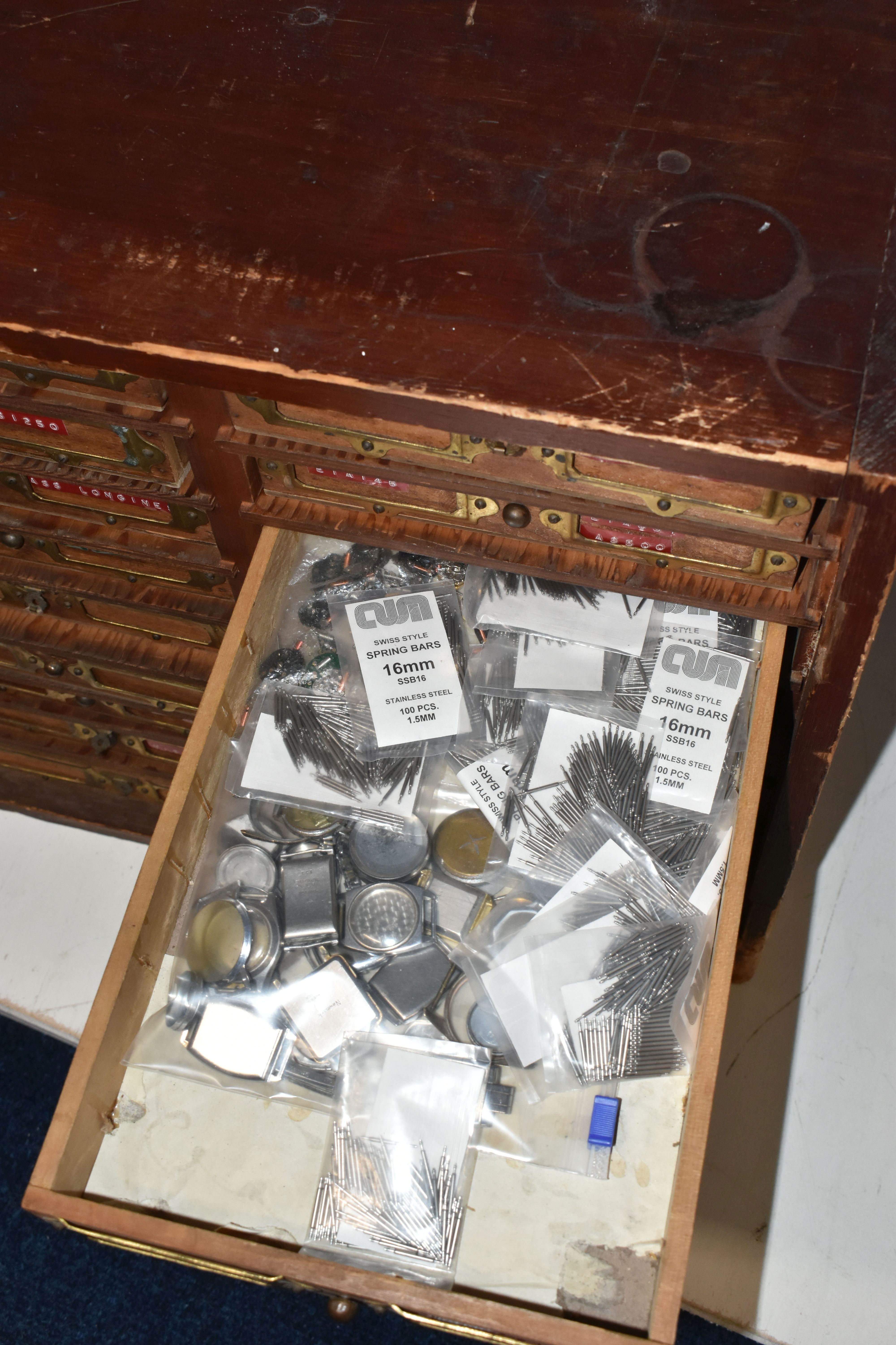 A LARGE WOODEN MULTI STORAGE WATCH MAKERS SET OF DRAWS, measuring approximately height 45cm x - Image 15 of 21