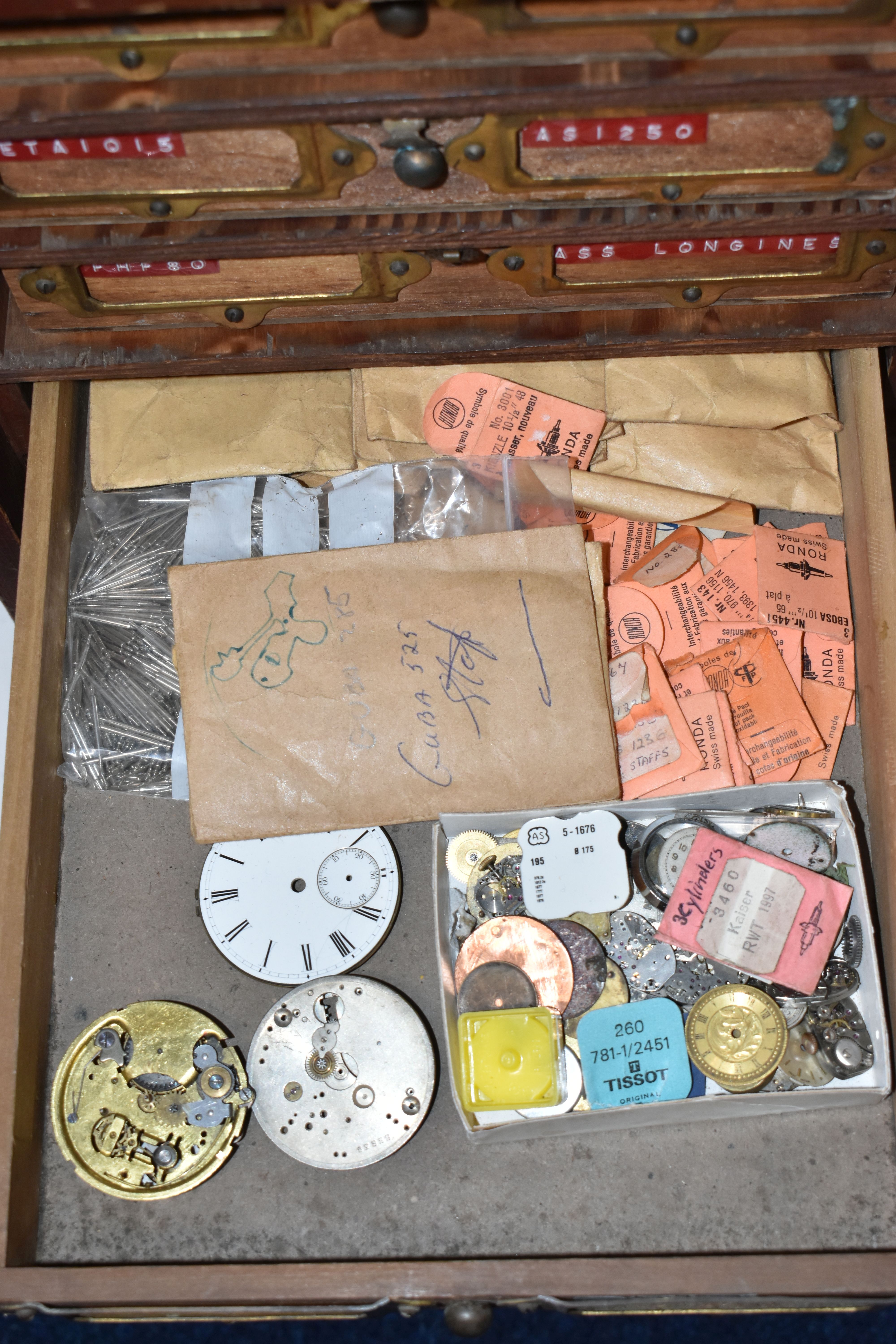 A LARGE WOODEN MULTI STORAGE WATCH MAKERS SET OF DRAWS, measuring approximately height 45cm x - Image 7 of 21