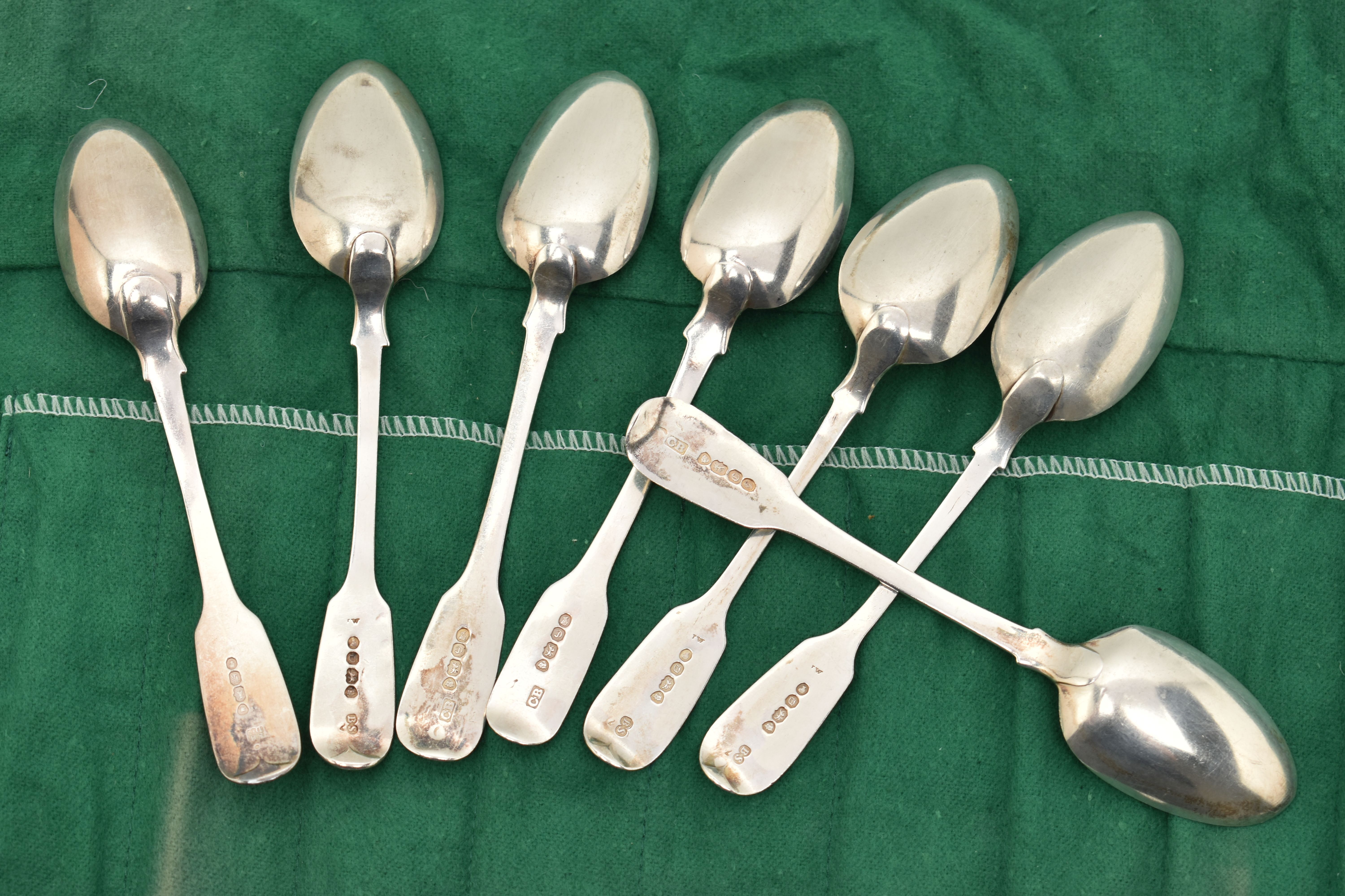 A MATCHED SET OF SEVEN VICTORIAN SILVER FIDDLE PATTERN TEASPOONS, comprising three by maker Benoni - Image 2 of 3