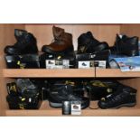 SEVEN BOXED PAIRS OF WORK BOOTS, mainly Grafters Safety Footwear, as new with tags attached, in UK