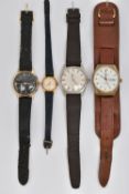 AN ASSORTMENT OF WRISTWATCHES, to include a hand wound 'Omega' Geneve, round dial, baton markers,
