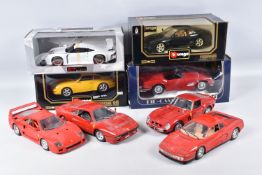FOUR BOXED AND FOUR LOOSE MODEL VEHICLES, boxed models include a Bburago 1:18 scale Porsche 911