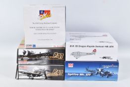 FIVE BOXED MODEL AIRCRAFTS, the first a Witty Wings 1:72 scale diecast North American P-51D