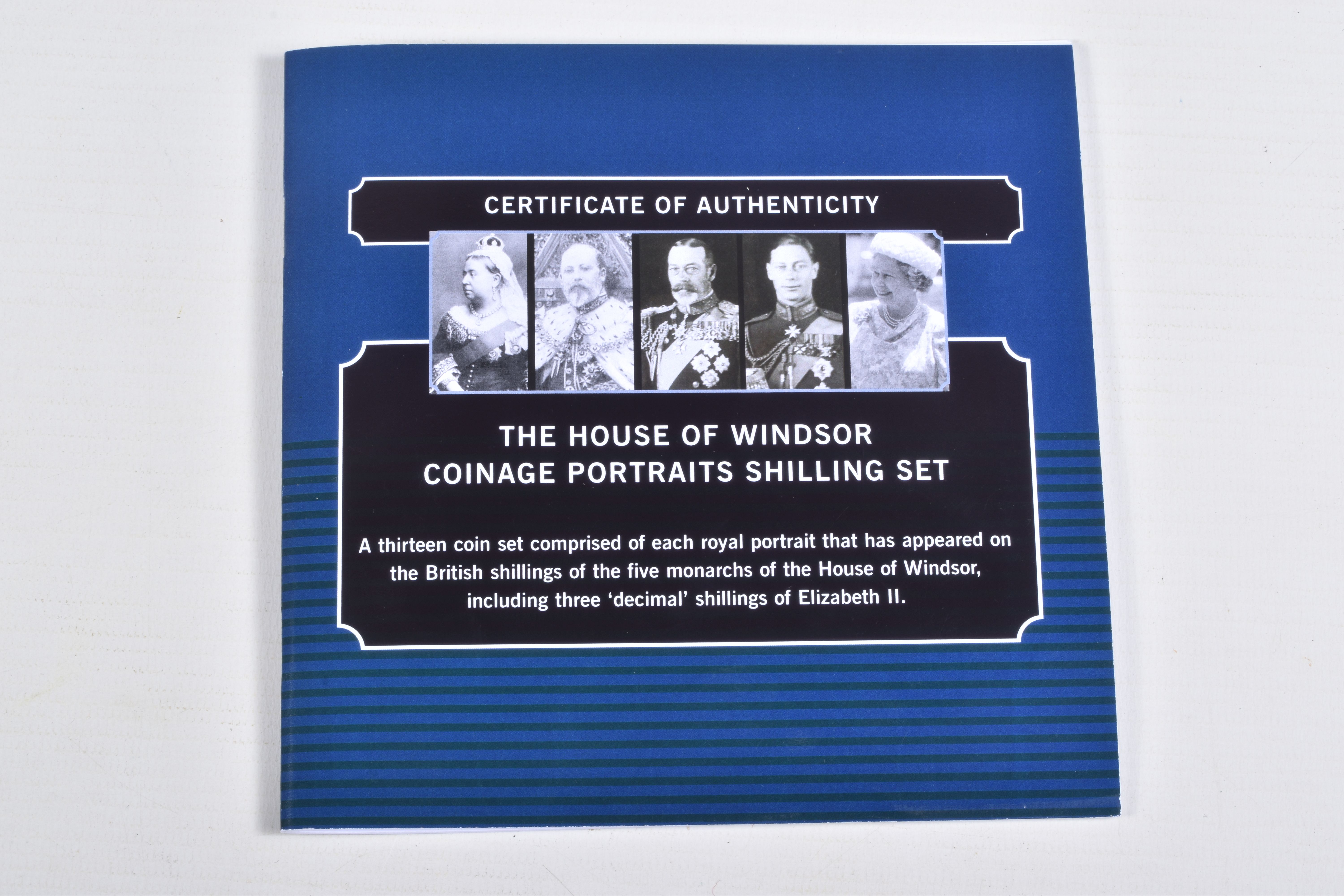 A CASED SET OF COMMEMORATIVE COINS, The House of Windsor coinage portraits shilling set by The - Image 7 of 9
