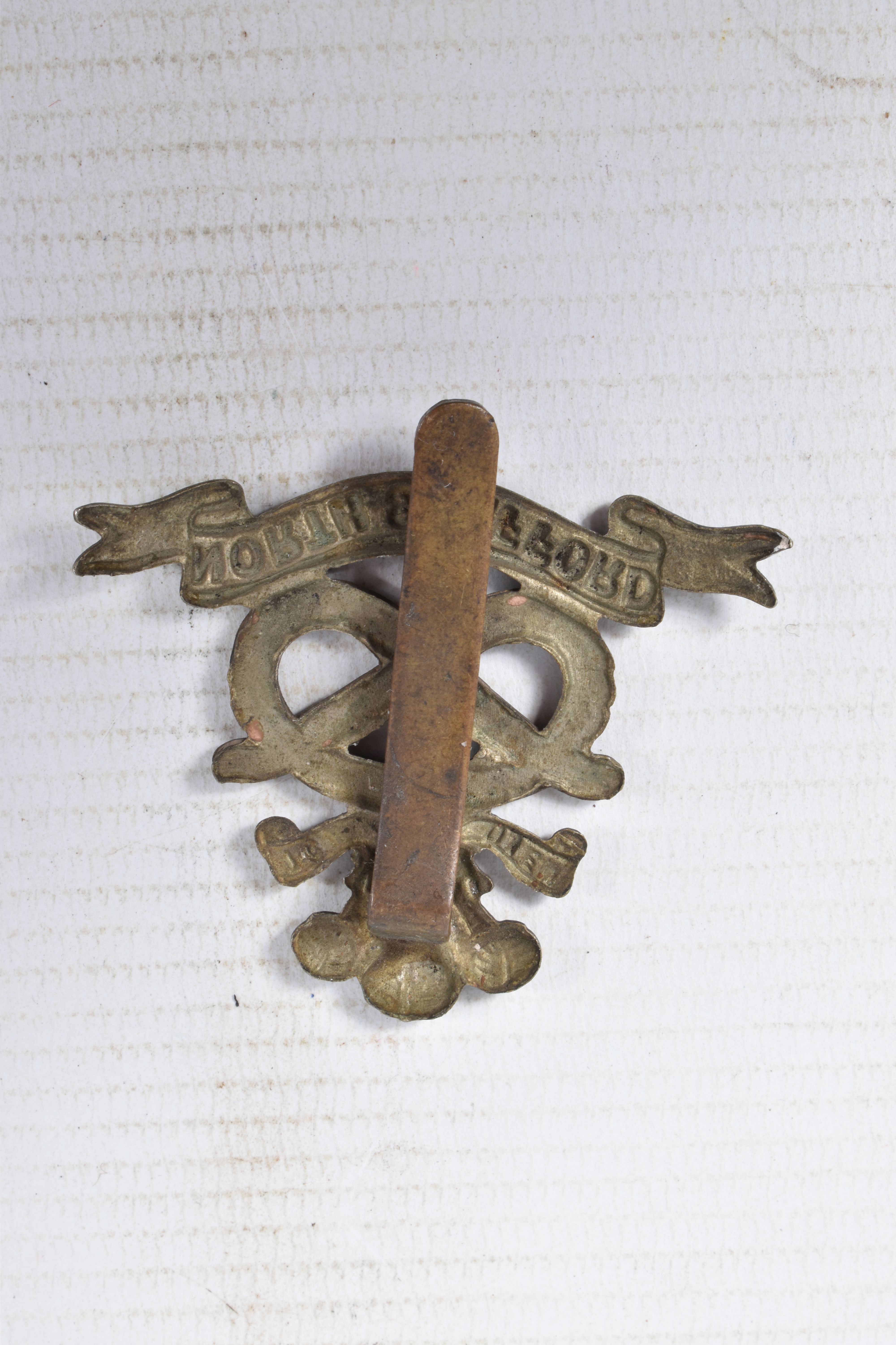 A WWI PAIR OF DURHAM LIGHT INFANTRY MEDALS AND TWO CAP BADGES, the medals are both correctly named - Image 3 of 15