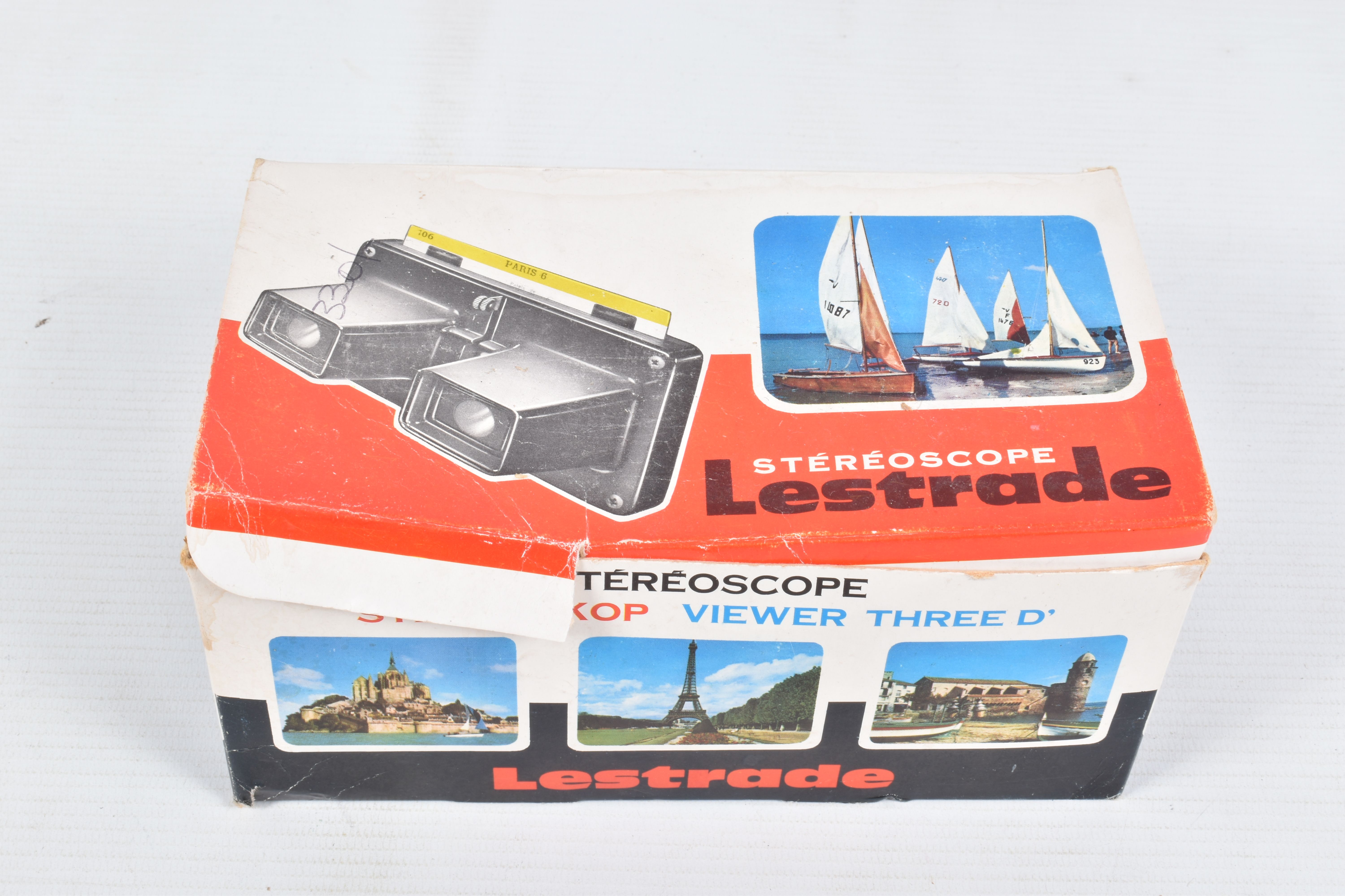 TWO BOXES OF FRENCH LESTRADE STEREOSCOPE VIEWERS AND VIEWS, comprising four boxed viewers, five - Image 7 of 9